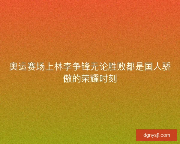 奥运赛场上林李争锋无论胜败都是国人骄傲的荣耀时刻