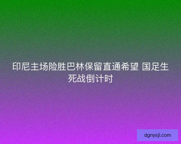 印尼主场险胜巴林保留直通希望 国足生死战倒计时